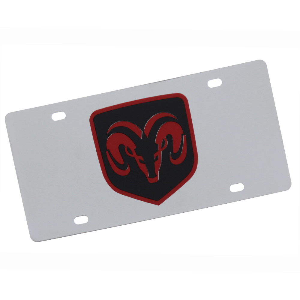 Dodge Ram Logo License Plate (Red On Chrome) | eBay